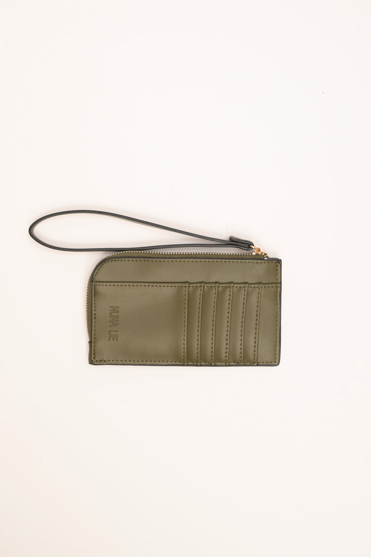 Portafoglio verde oliva con borchie decorative