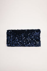Pochette con paillettes blu
