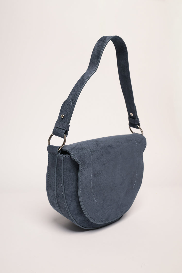 Borsa piccola in similpelle scamosciata blu