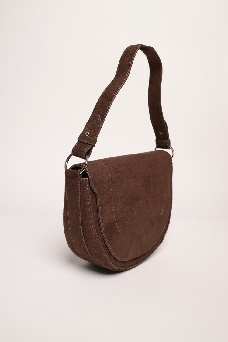 Borsa piccola in similpelle scamosciata cioccolato