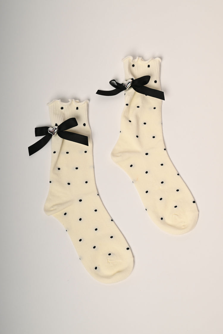 Set da due paia di calzini a pois con fiocchetti